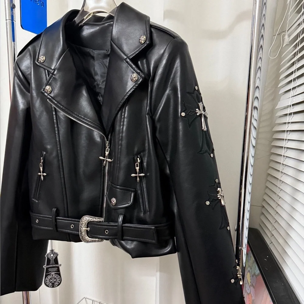 Chrome Hearts Black Leather Jacket with Silver Details - Picture 3 of 4